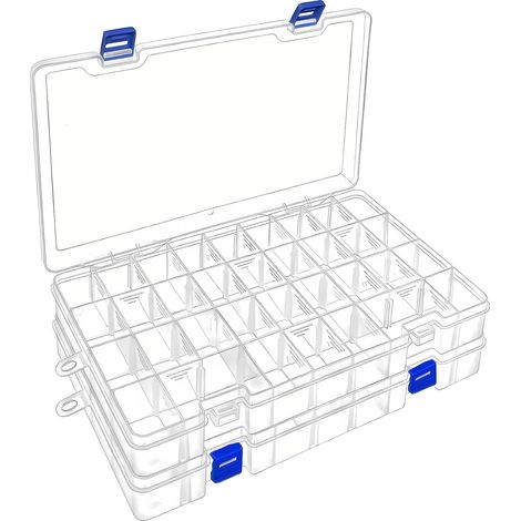 Boite Rangement Plastique, Boite de Rangement 34 Compartiments x2 (1/5)