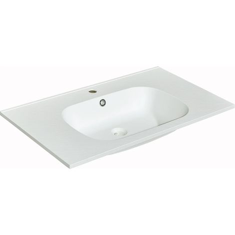 Lavabo da incasso L80 x l46 cm in Resina effetto pietra Bianco - OKIWA