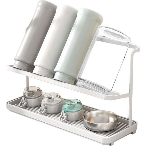 Allecto Plus - Scolabiberon e bicchieri - Base antiscivolo - Adatto a diverse tazze da caffè - Include 2 vassoi inclinati