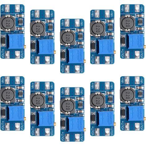 DC-DC Step Up Boost Converter 10 Pièce 2A Convertisseur Boost Step Up Boost Convertisseur 2A Régulateur Step Up Boost Module, 3V/5V pour Booster 5V/9V/12V/24V Réglable Compatible avec Arduino (1/5)