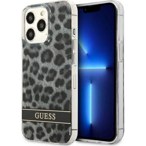 Funda rígida Guess GUHCP13LHSLEOK para iPhone 13 Pro / 13 de 6,1 pulgadas, color gris/gris, estampado de leopardo. (1/5)