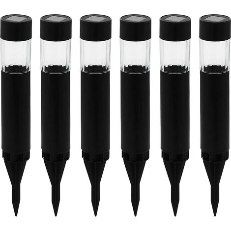 Set 6 Pali Solari Da Esterno Rosalba Alluminio Nero 6 Luci Led 0,06W Ip44