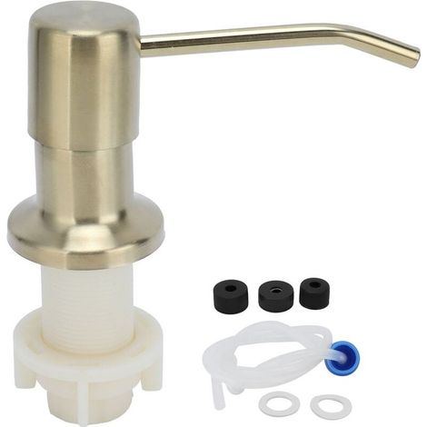 1 tête de pompe à savon, acier inoxydable 304, tube silicone 115 cm, rotation 360°, pour évier cuisine salle de bain (1/4)