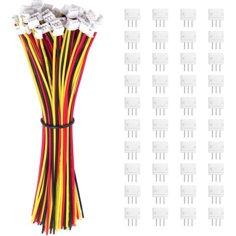40 Paires JST 1.5 ZH 3 Pin Connecteur. Micro JST ZH 1.5 3-Broches Connecteur Plug Mâle avec Câble de 150mm 26AWG et Femelle (1/5)