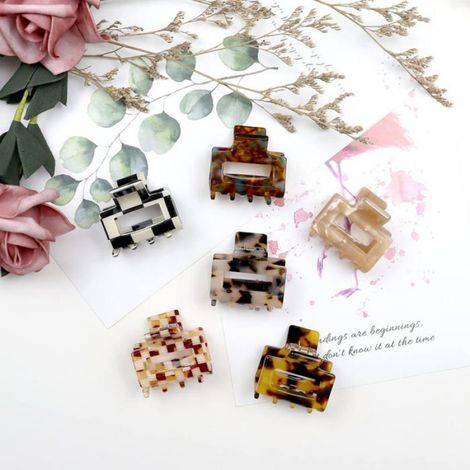 Petite Pince Cheveux Femme,Mini Pince À Cheveux Carrées Antidérapantes,6 Pcs Barrette Cheveux Femme Léopard Ecaille De Tortue Pour (1/4)