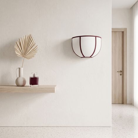 Aplique de Pared Blanco con Cinta Burdeos  Serie LUNA (1/5)