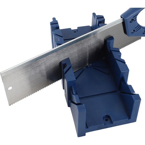 Scie à onglets à 45° avec coffret de rangement, robuste et stable, pour une coupe d'angle précise. Ensemble scie à onglets manuelle et coffret de rangement inclus. (1/5)
