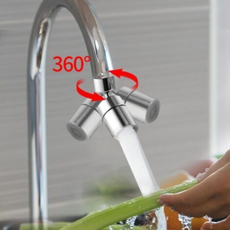 NALOOKAMIC 360° Pivotant Aérateurs de Robinet,Mousseur Robinet Économiseur d'Eau, Embout Robinet Cuisine Rotatif Grand Angle Chromé (1/3)