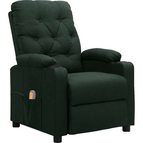 Massagesessel Dunkelgrün Stoff vidaXL (1/5)
