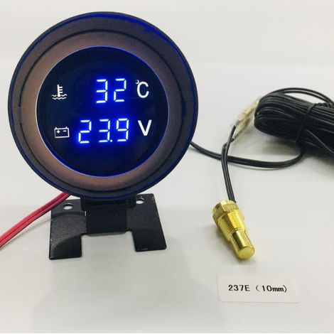 Indicateur numérique de température et de tension d'eau 237E, affichage LED bleu, avec capteur de 10 mm, affichage pour tableau de bord de véhicule 12 V/24 V (1/4)