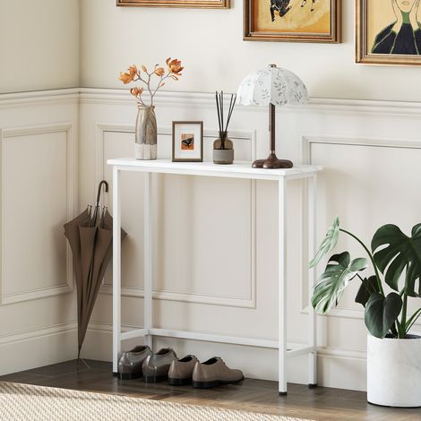 Mesa consola, mesa de recibidor con patas ajustables y protección antivuelco, 75 x 24 x 76 cm, para espacios pequeños, blanca. (1/5)