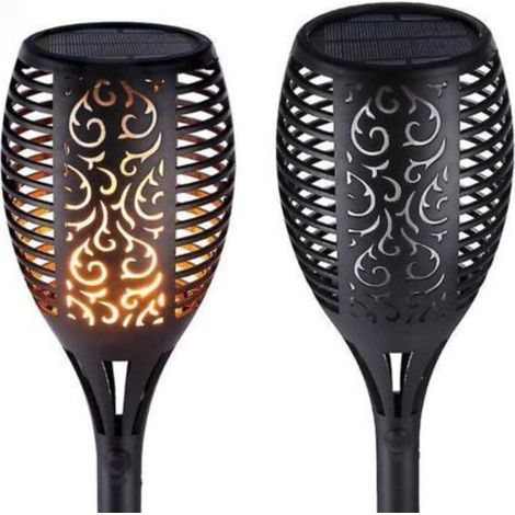 Outdoor Solar Flame Torch Lights, Decorative Pack of 2 Pieces Each, 33 LED Dancing Flame Torch Lamp, Landscape, Waterproof Outdoor (1/5)