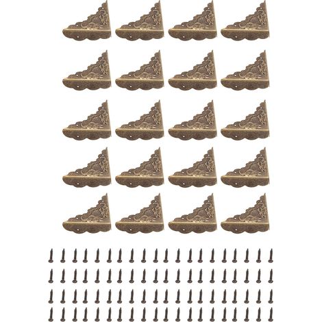 20PCS Box Corner Protectors Bronze Right Angle Retro Iron Corner Protectors with Nails for Wooden Box Flight Case (1/5)