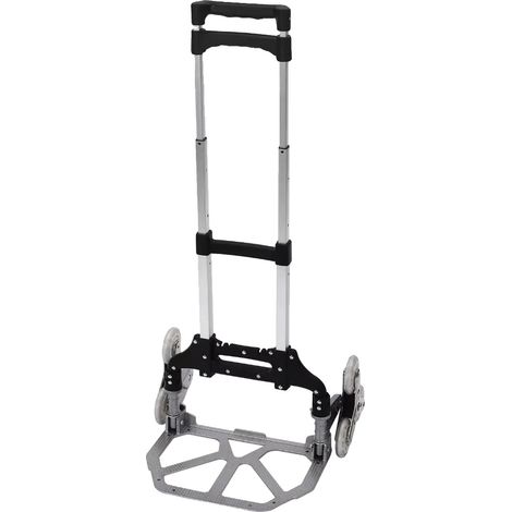 Carro de escalera, aluminio, diseño plegable, negro. (1/5)