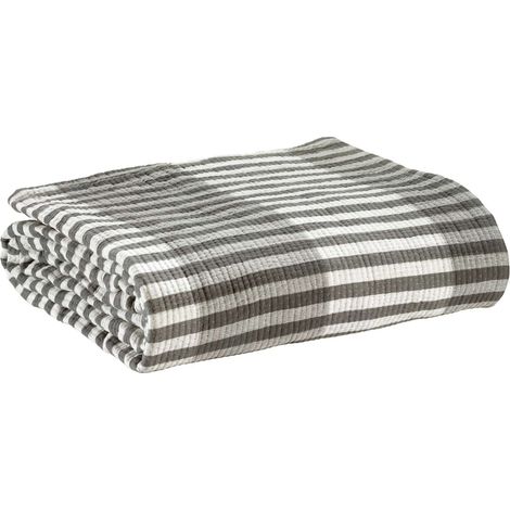 VIVARAISE - Jeté de lit Calista en coton 100% jacquard, gris clair, 180 x 260 cm (1/5)