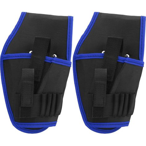 Sacoche de ceinture multifonctionnelle pour perceuse électrique portable sans fil (lot de 2), bordure bleue. (1/5)