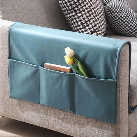 Support de télécommande en cuir antidérapant avec 3 poches pour canapé et fauteuil (1/5)