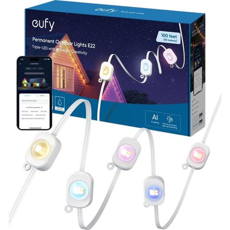 Guirlande lumineuse extérieure Eufy 15 m RGBWW multicolore (1/2)