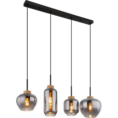 Globo - lámpara colgante - Matt - negro - vidrio vidrio ahumado - (1/5)