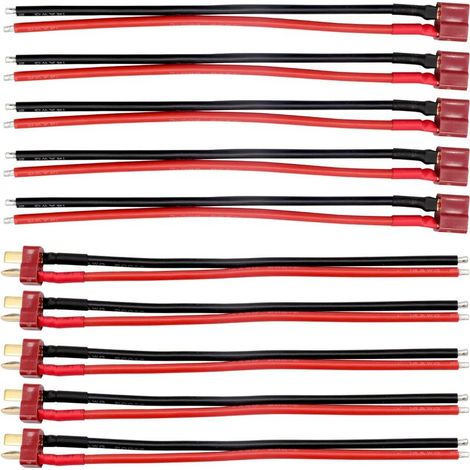 Paar Deans-T-Stecker (männlich/weiblich) mit 14AWG Silikonkabel für RC-LiPo-Drohnenakkukabel (1/5)