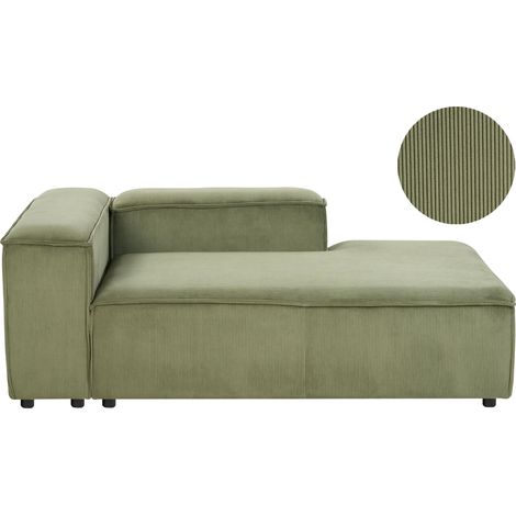 Chaise longue moderna patas negras tapizado pana poliéster verde izquierdo Ardal