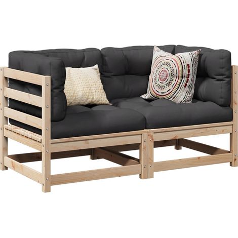 Set de sofás jardín 2 pzas con cojines madera maciza pino vidaXL (1/5)