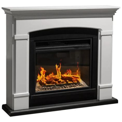 Divina Fire Camino Elettrico da Terra Adams in Legno Bianco - 1800W