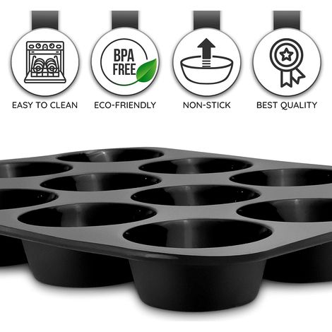 Moule à muffins silicone 12 cavités antiadhésif pour pâtisserie (1/4)
