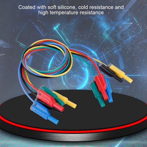 5 pièces Connecteurs Banane Sécurisés P1050-1 4mm avec Fil Souple en Silicone 14AWG pour Multimètre (1/5)