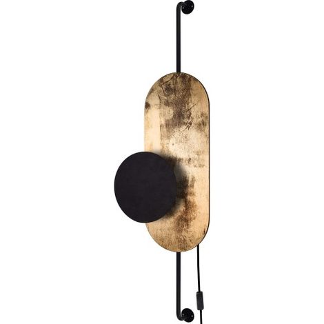 Applique Nowodvorski Wheel nero-oro legno 1 luce G9 89 cm