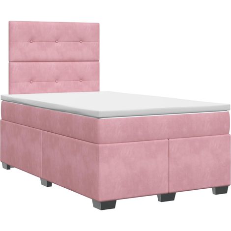 Maison Exclusive - Letto box spring con materasso Rosa 120 x 200 cm Velluto (1/5)