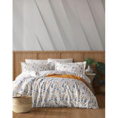 Funda nórdica, funda nórdica, ropa de cama Set Blanco Naranja Azul