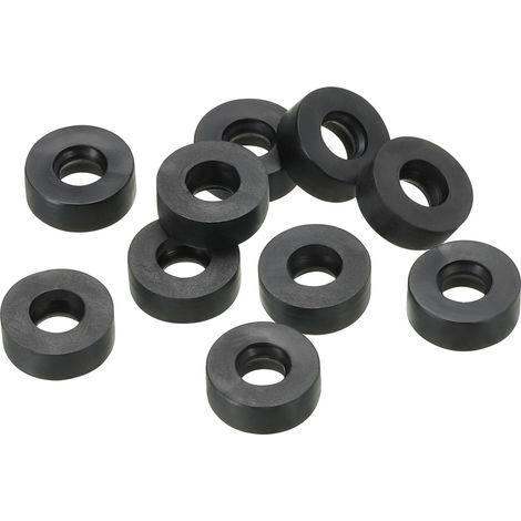 Rondelle Plate Caoutchouc DI 6 / DE 12 mm Noir 10pcs (1/5)