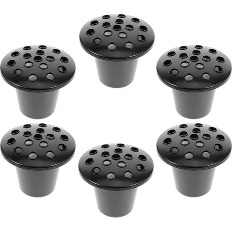 Lot de 6 Porte-Fleurs de Tombe en Plastique Noir avec 16 Trous, Base Lotus Stable, Inserts en Mousse Blanche, Résistant aux Intempéries, pour Décoration Funéraire Extérieure (1/5)