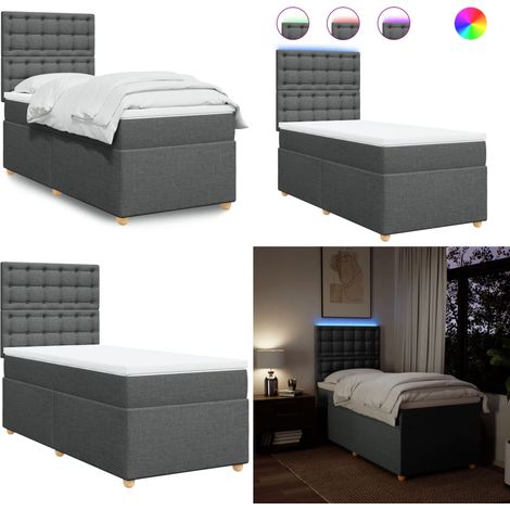 Boxspringbett mit Matratze Dunkelgrau 90x200 cm Stoff - Boxspringbett - Doppelbett - Bettenrahmen - Lattenrost - Matratze - Home & Living (1/5)