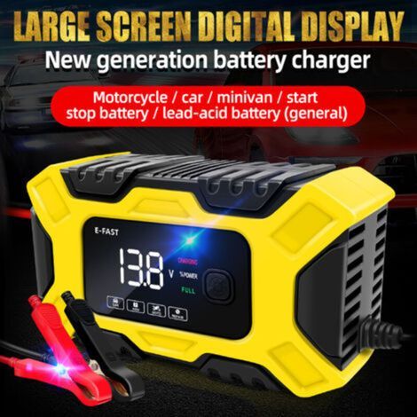 Chargeur de batterie E-FAST 12V/6A entièrement automatique, désulfateur d'entretien portable à 3 étapes pour batteries de moto (1/5)