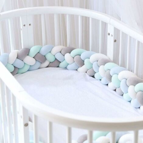 QORVA
-Tour de lit bébé tressé en velours 1.5m – Épaisseur 15 cm – Protection pare-chocs pour berceau – Décoration chambre enfant