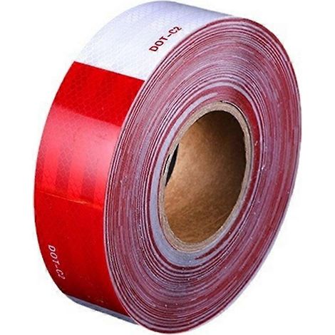 Bande réfléchissante DOT-C2 5 cm x 2000 cm, rouge et blanche, adhésive, pour véhicules (signalisation et sécurité). (1/5)