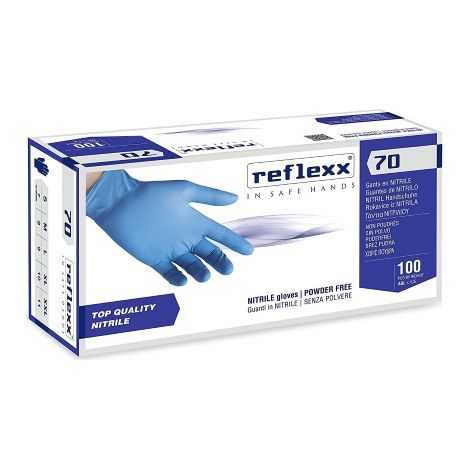 Reflexx R70 Guanti Nitrile No Polvere 100% Latex Free 4.9gr Cat.3 100 Pezzi XL