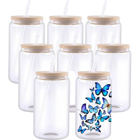 Gobelets de sublimation, capacité de 16 oz, design écologique, 8pcs clair, 16oz (1/2)