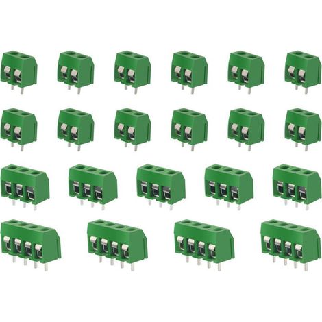100 Pièces PCB Vis Connecteur, 5mm Pas 2 Broches / 3 Broches / 4 Broches PCB Bornier à Vis, Vert (1/5)