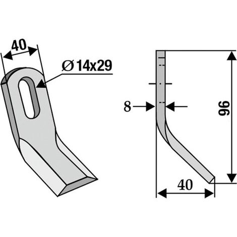 Lama zappa motocoltivatore motozappa fresa compatibile 350-516 SMA T59 96mm (1/2)