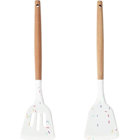 Ustensiles De Cuisine En Silicone Et Bois - Pour Casseroles Antiadhésives - Lot De 5 Pièces (1/5)