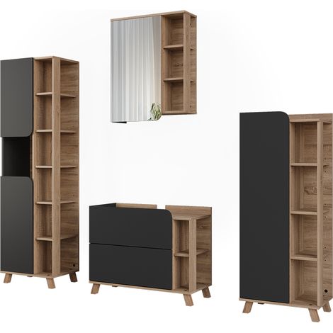 Set di mobili da bagno Karen, Antracite/Sonoma, 4 parti, Vicco (1/5)