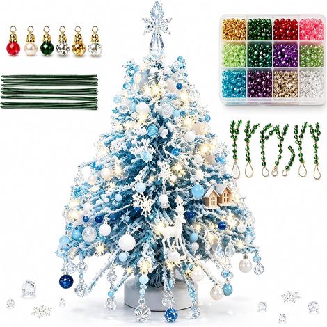 Sapin de Noël DIY en Perles avec Structure Métallique, Décoration 3D de Table, Activité Créative et Cadeau de Noël(Magie de l'hiver) (1/5)