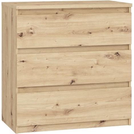 Comò CHELSEA 3 cassetti - 77,2 cm - Decorazione in rovere artisanale (1/5)