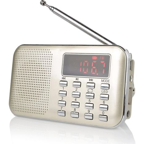 Radio portable rechargeable avec FM/AM, USB, Micro-SD et lecteur MP3 (blonde)