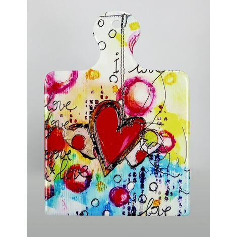 Linea Due Elle Sottopentola Ceramica Decorazioni Cuori 13,5 x 19 Cm