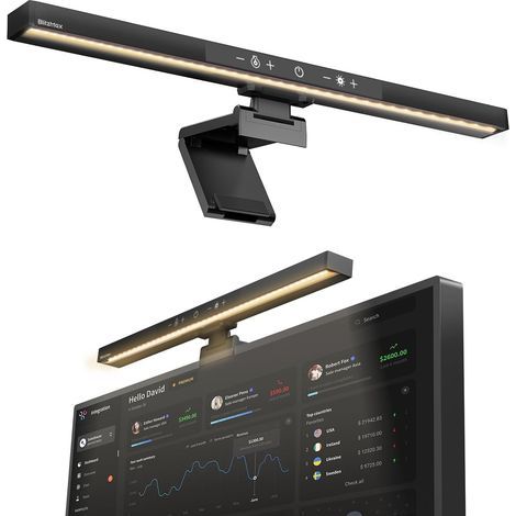 USB-Computer-Tischmonitorlampe, LED-PC-Monitorlampe, Touch-Steuerung mit Speicherfunktion und stufenloser Dimmung, 5 Farbtemperaturen (1/5)