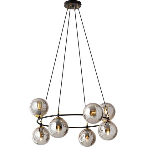Lampadario Minimal Tsukiyomi Acciaio Nero Oro Grigio 7 Luci E14 (1/5)